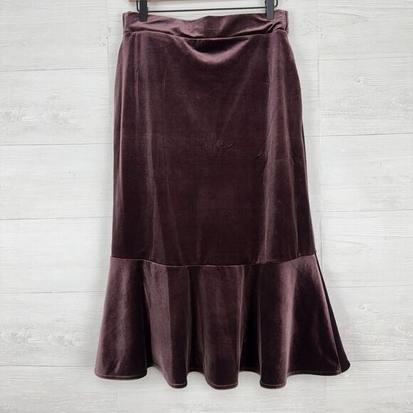 Gap Velvet Wrap Midi Skirt Size Small Vamp Red Tie Waist Ruffle‎ Elastic Waist - Picture 7 of 15